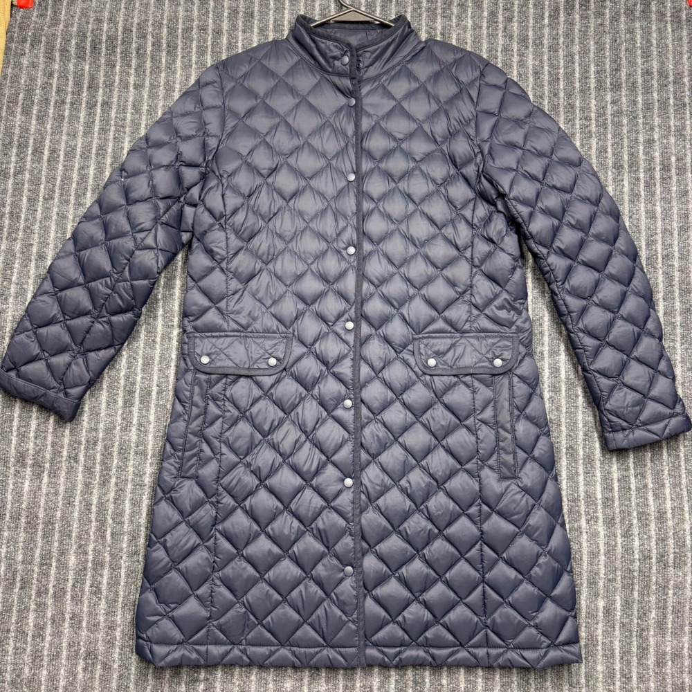 J. Jill Quilted Down Coat SMALL Navy Blue Diamond Longline WJT131891 (2223)